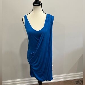 NWOT Blue Asymmetrical Ruched Cocktail Dress